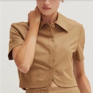 Crescent Tan Collared Top